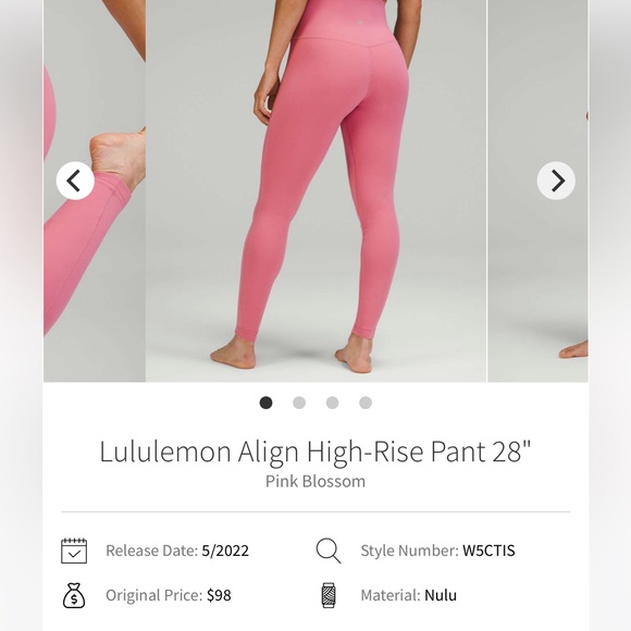 Lululemon Align High-Rise Pant: Size 8 full length Color: Pink Blossom - Picture 5 of 6
